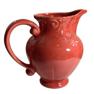 HOME 48 OZ. French Baroque Ceramic Pitcher Vermilion